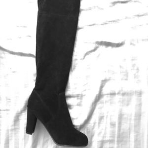 Over The Knee Black Heels